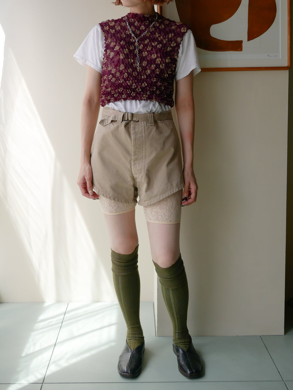 90s IMPRESSIONS designers sleeve less popcorn top