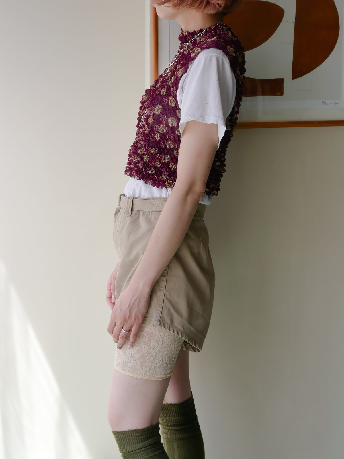 90s IMPRESSIONS designers sleeve less popcorn top