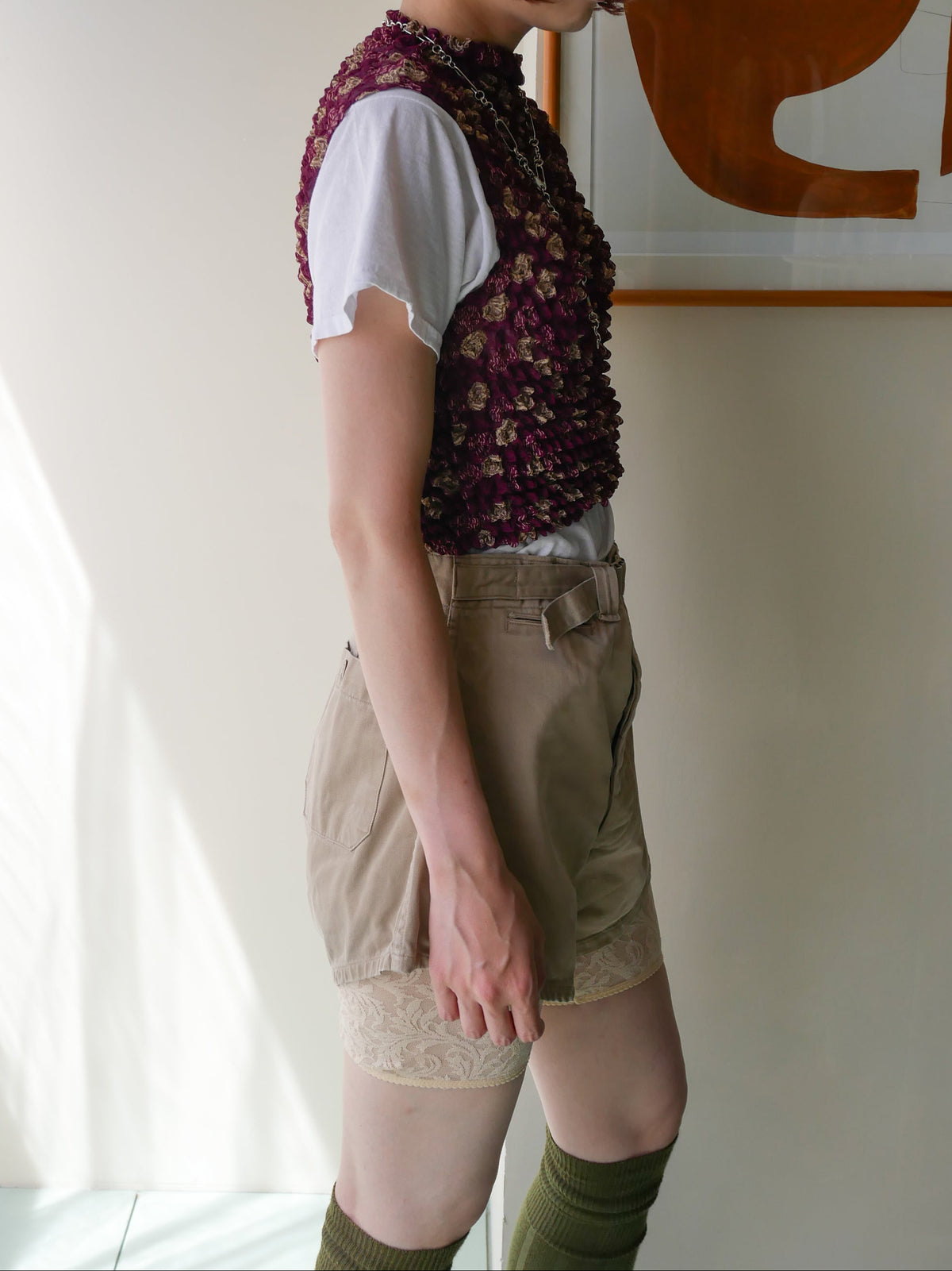 90s IMPRESSIONS designers sleeve less popcorn top
