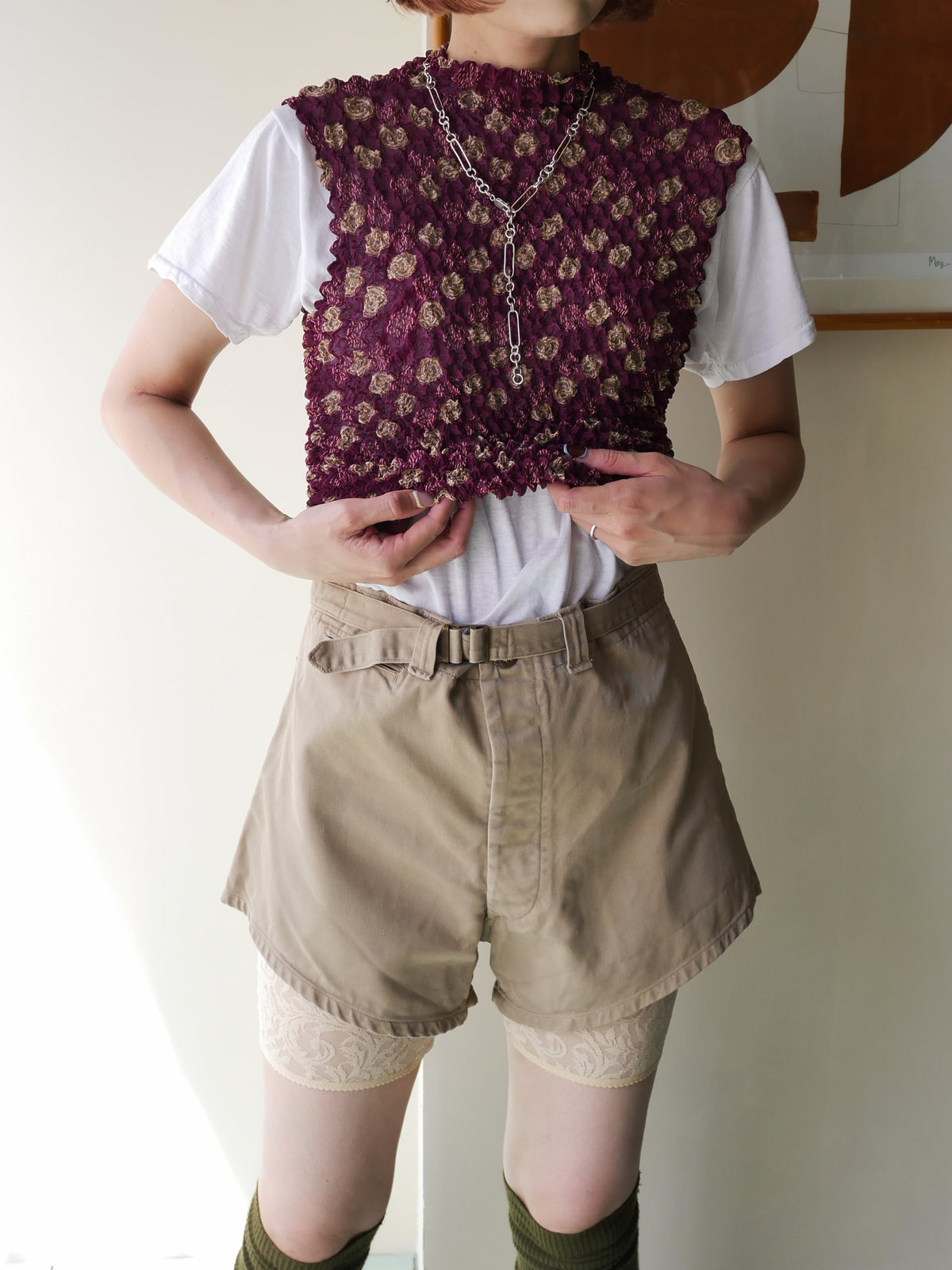 90s IMPRESSIONS designers sleeve less popcorn top