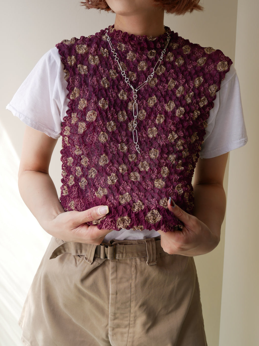90s IMPRESSIONS designers sleeve less popcorn top