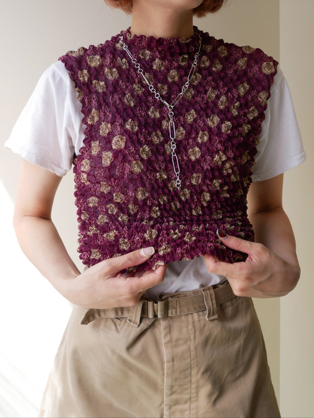 90s IMPRESSIONS designers sleeve less popcorn top