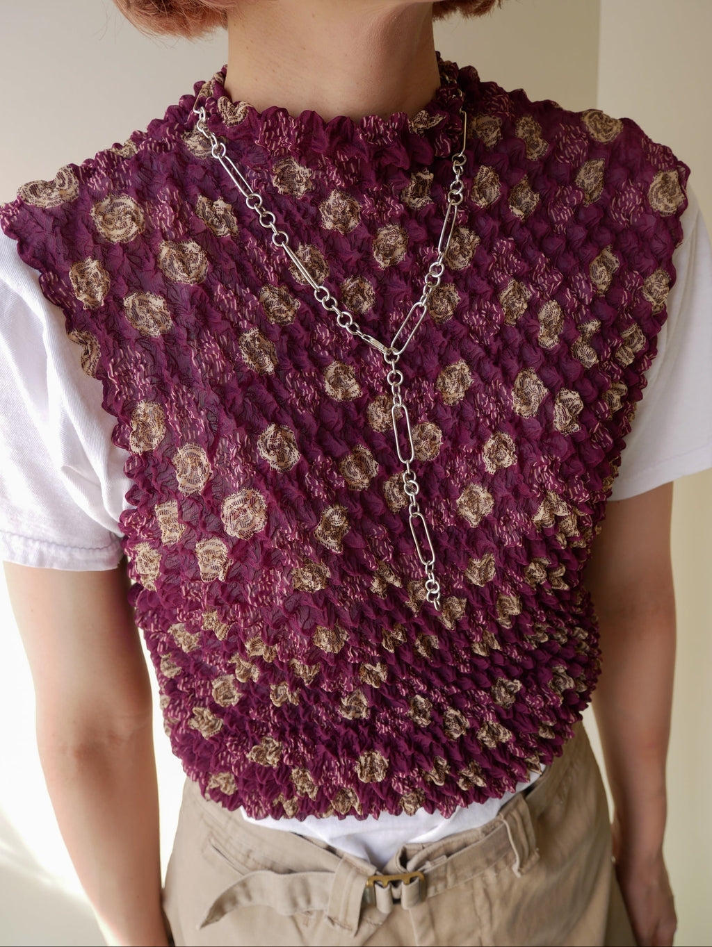 90s IMPRESSIONS designers sleeve less popcorn top