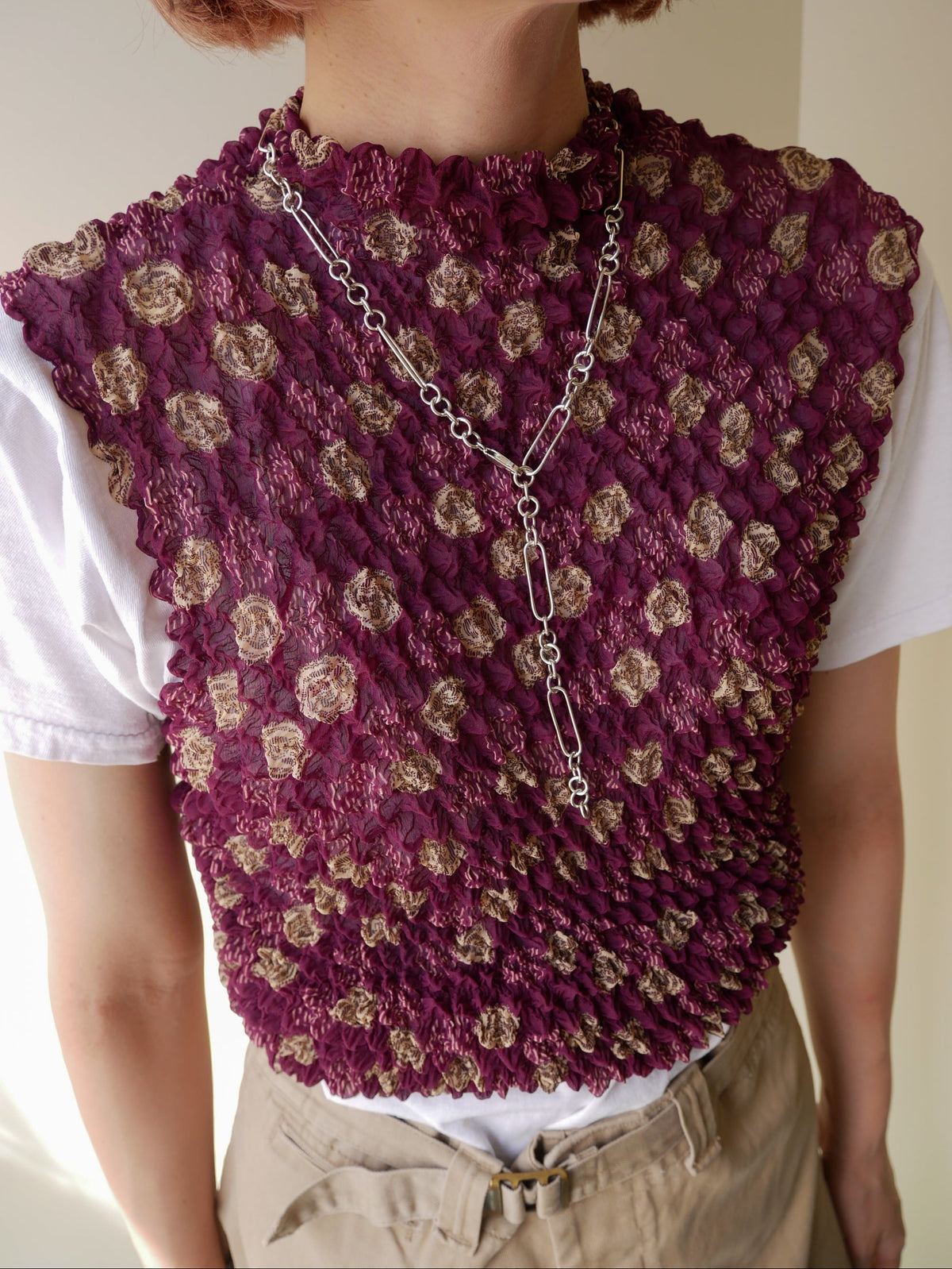 90s IMPRESSIONS designers sleeve less popcorn top