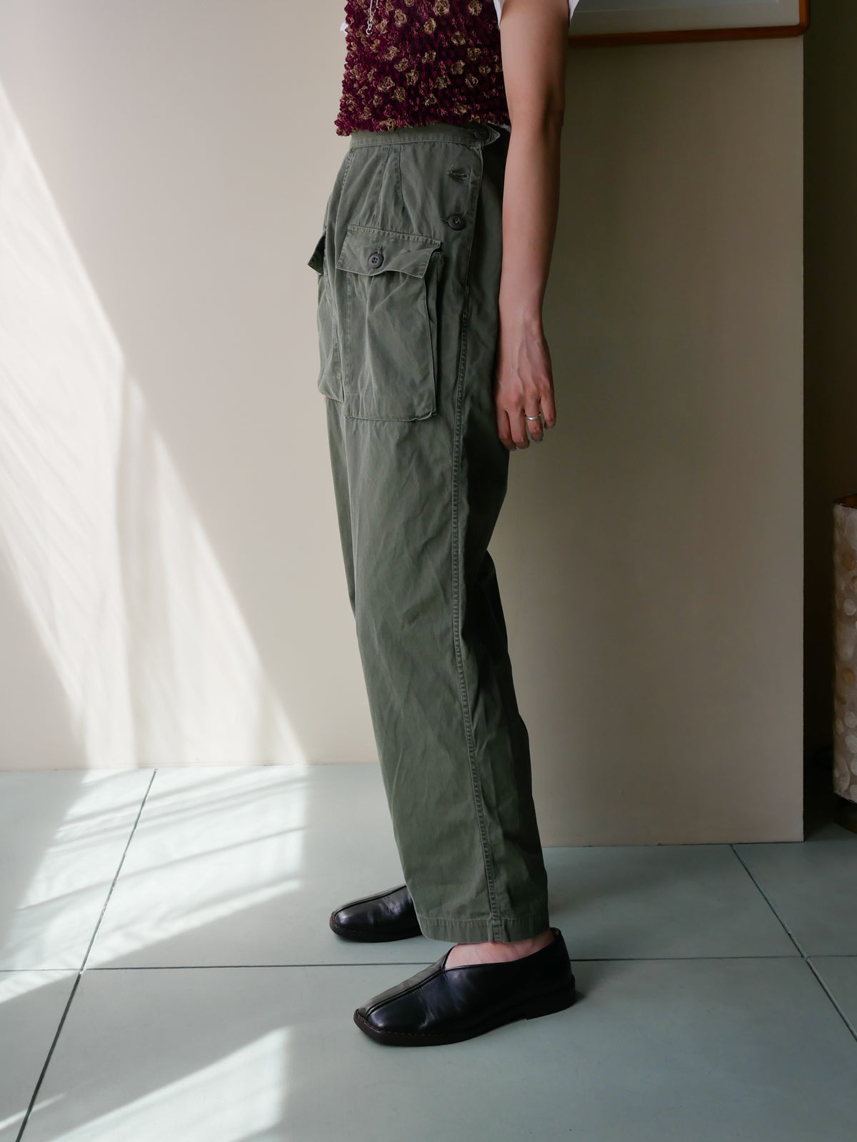 60s women's front pocket military pants