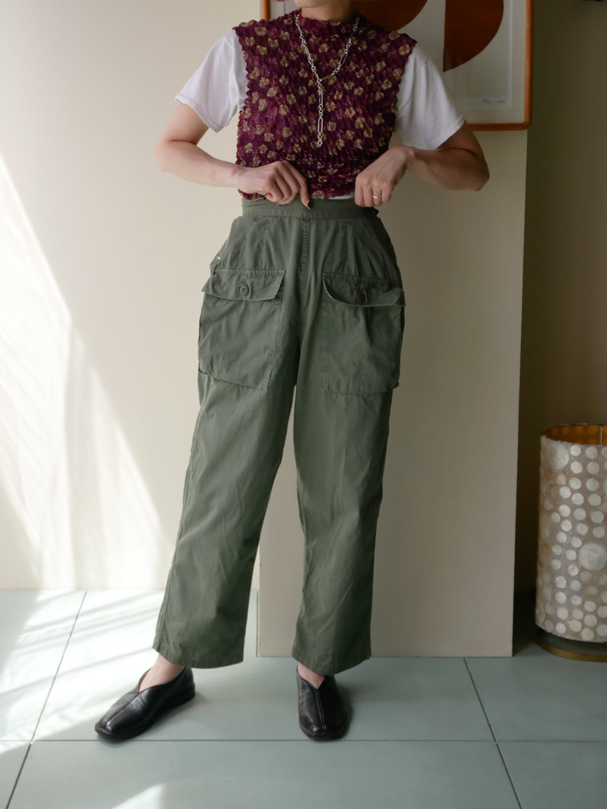 60s women's front pocket military pants