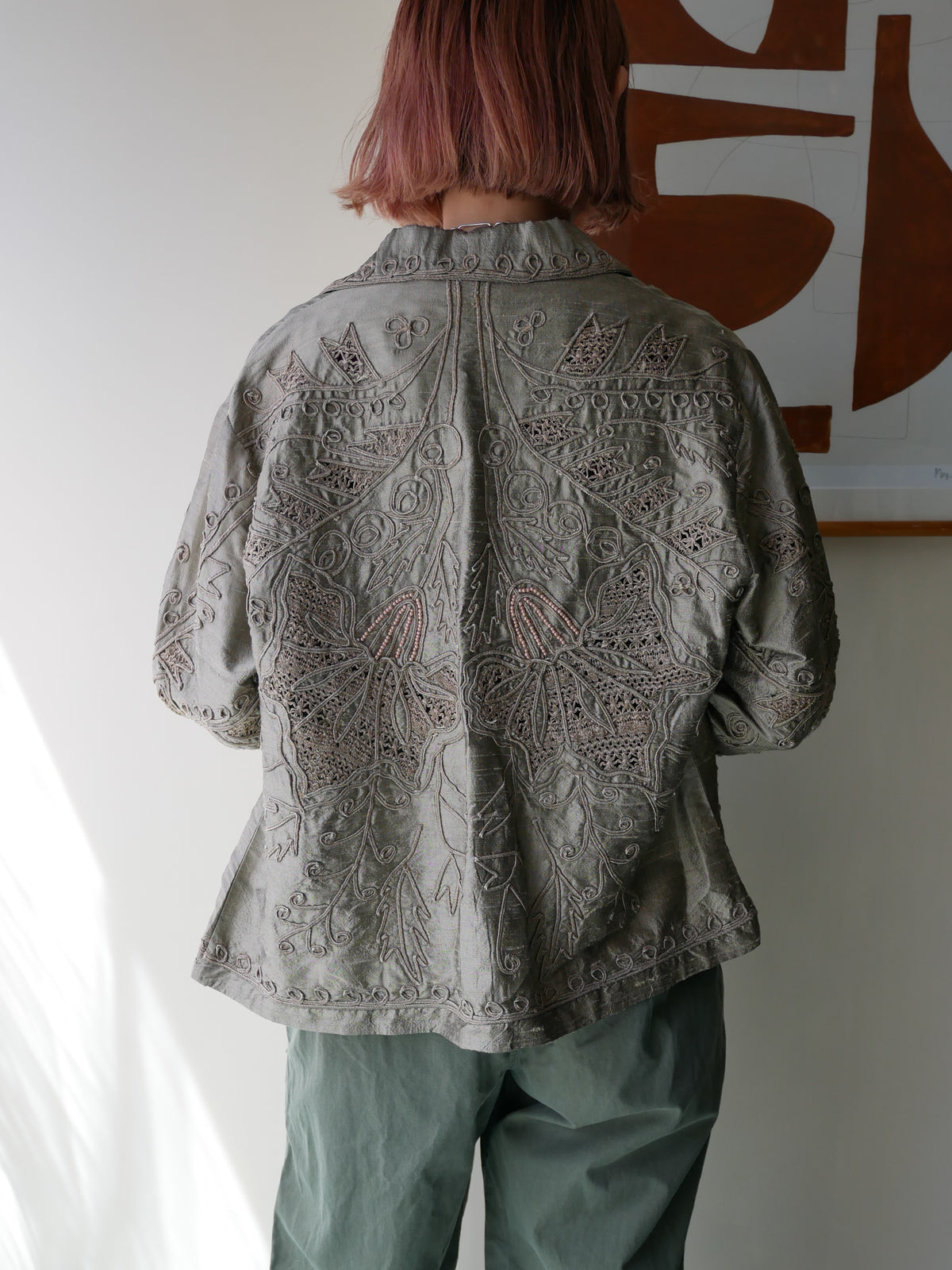 80s SANDY STARKMAN Tape ribbon art silk jacket
