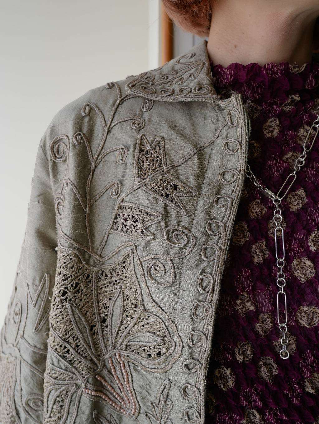 80s SANDY STARKMAN Tape ribbon art silk jacket