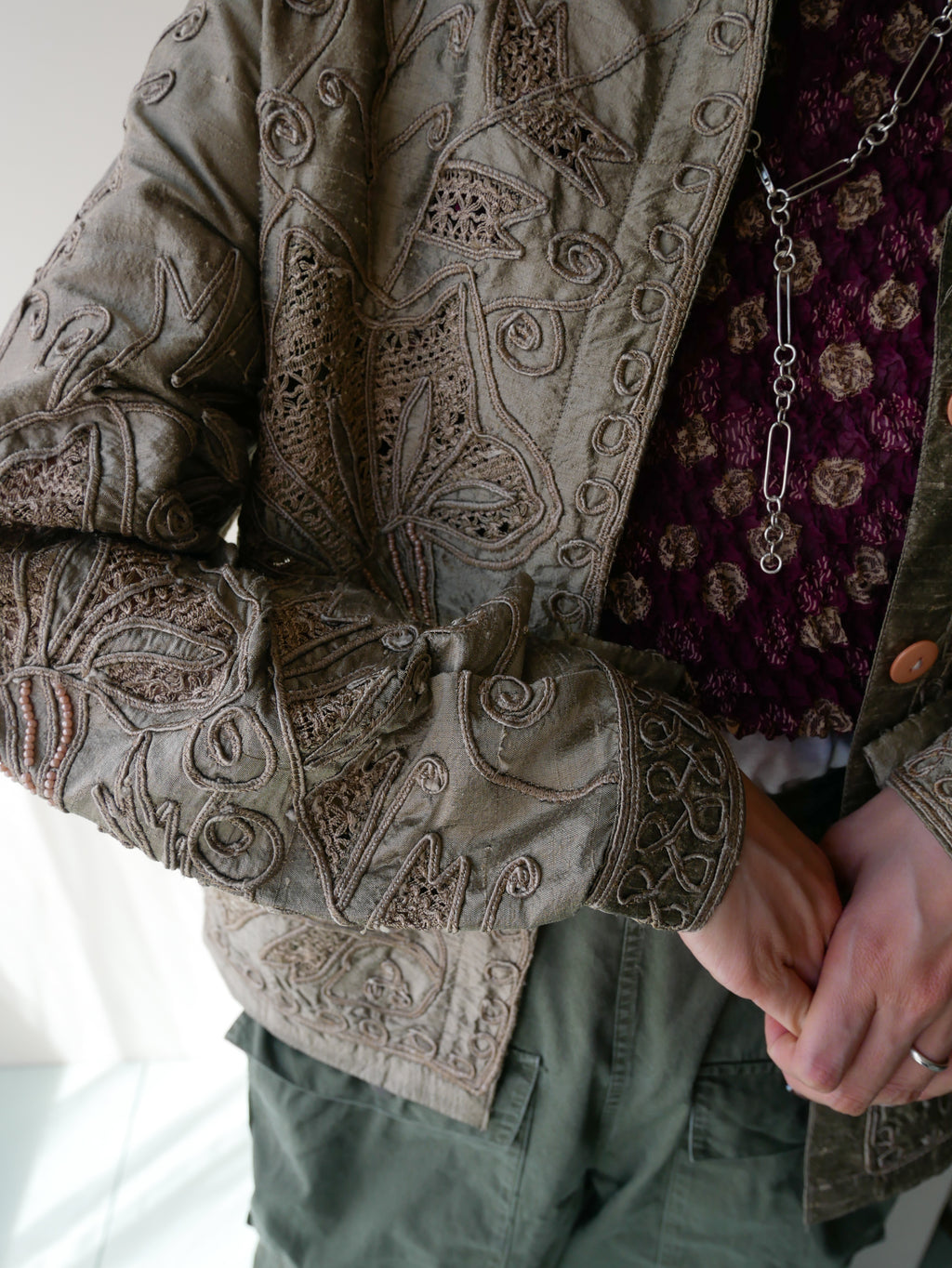 80s SANDY STARKMAN Tape ribbon art silk jacket