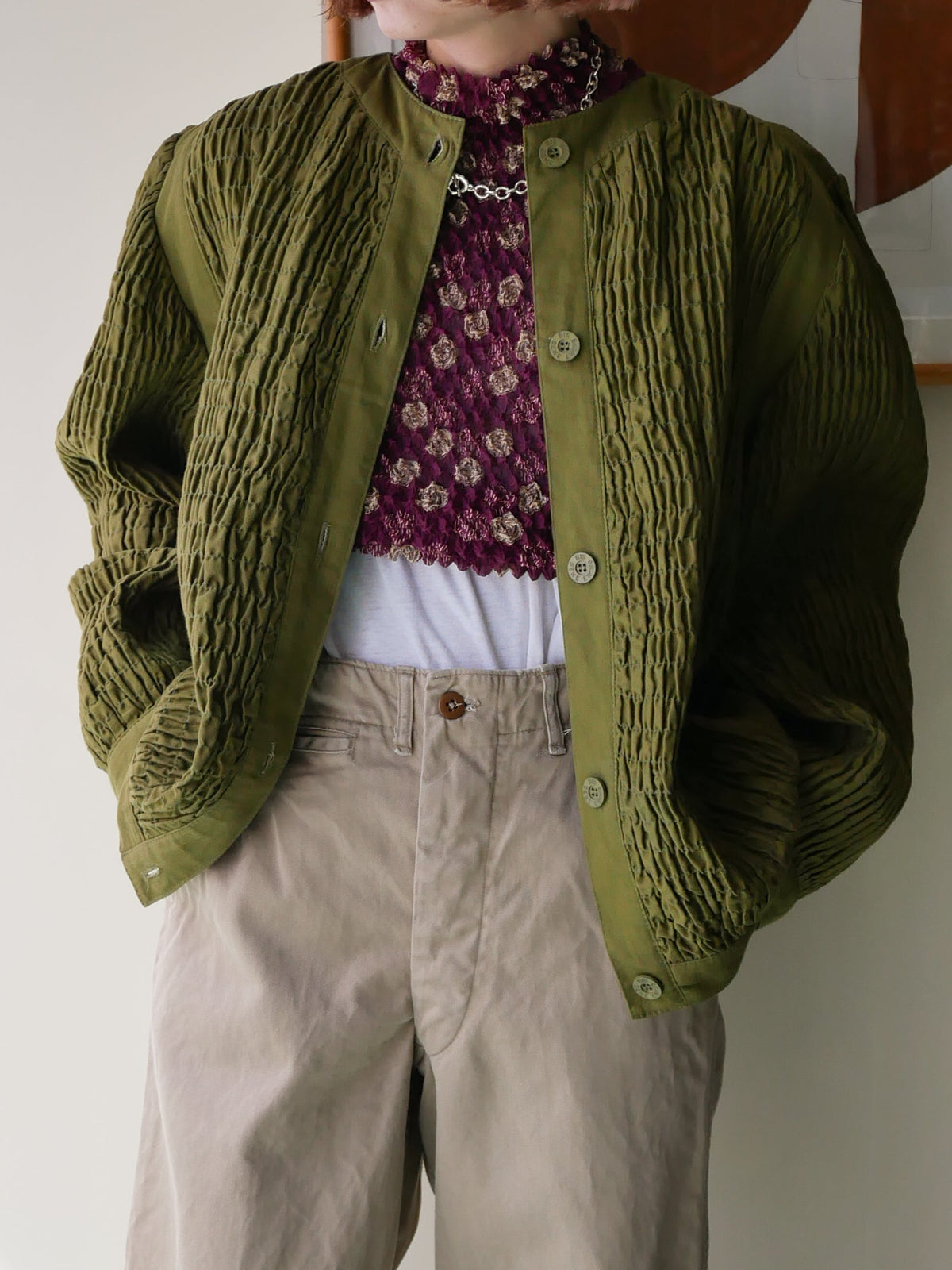 90s IMPRESSIONS designers sleeve less popcorn top