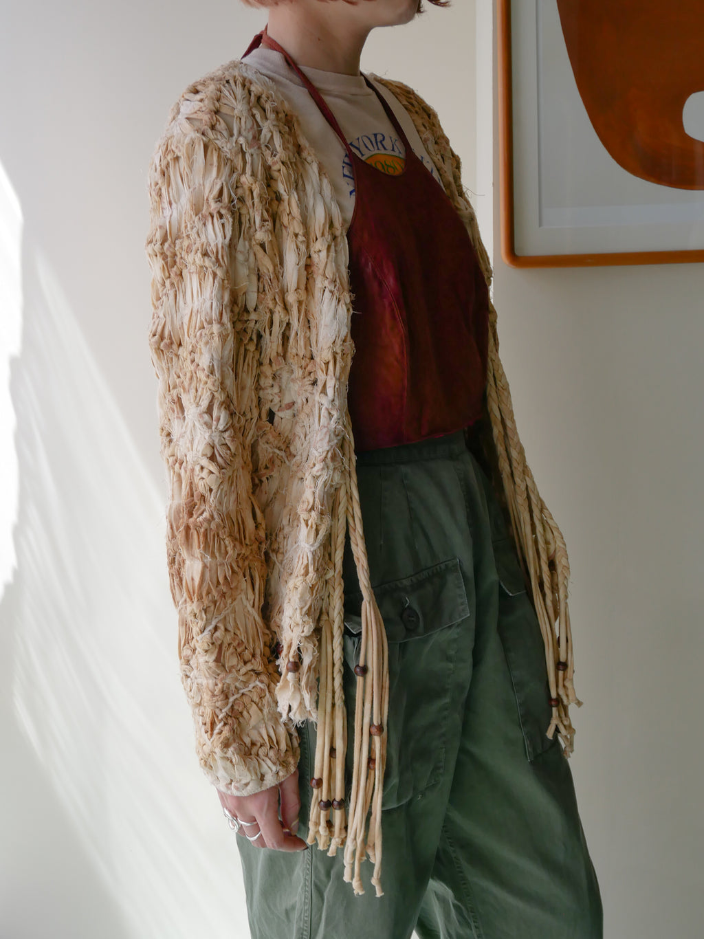 80s SANDY STARKMAN BOHO 3D  fringe Jacket