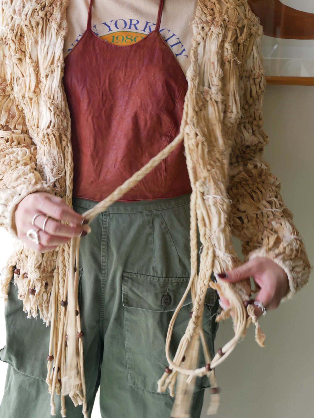 80s SANDY STARKMAN BOHO 3D  fringe Jacket