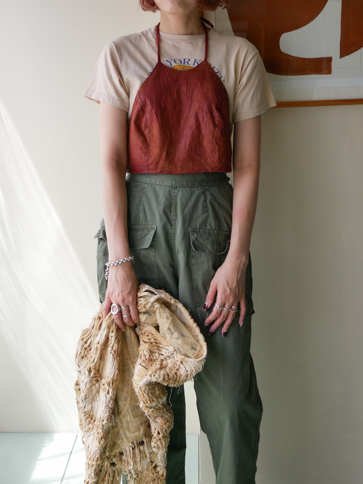 90s leather halter cami