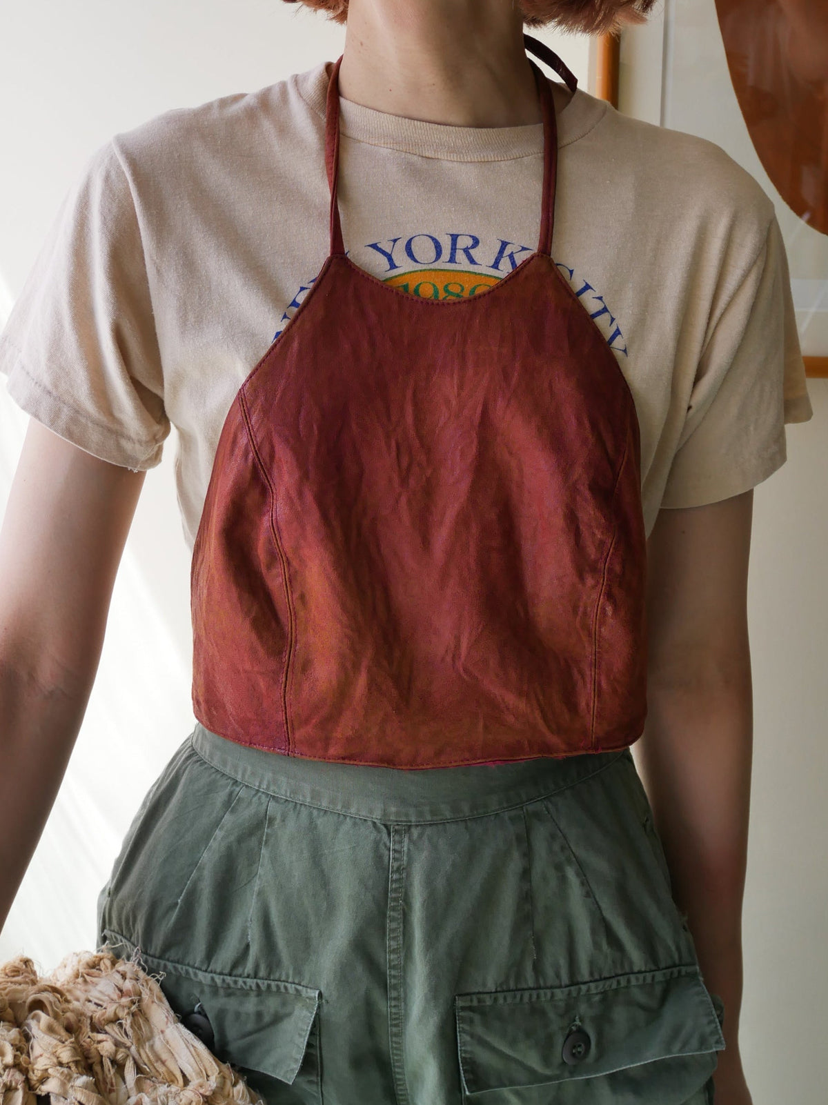 90s leather halter cami